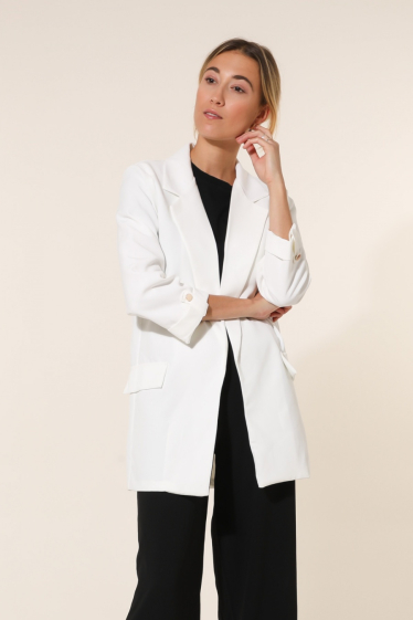 Wholesaler Jolifly - Oversized mid-length blazer jacket without button 3/4 sleeve