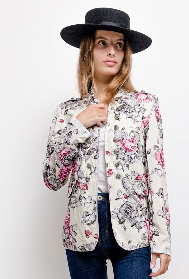 Großhändler Jolifly - Military jacket with printed flowers
