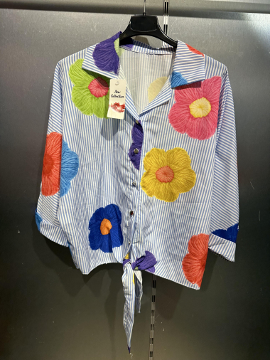 Wholesaler Joliko - big flower striped shirt