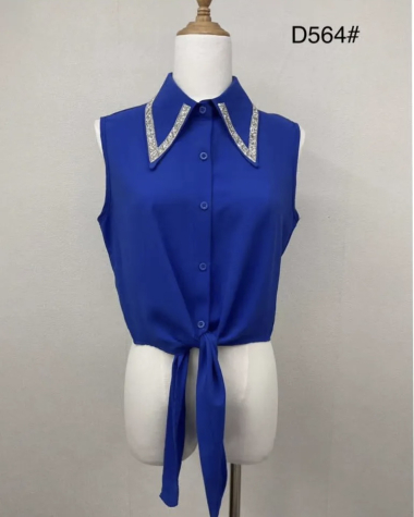 Wholesaler Jolio & Co - Sleeveless blouse with rhinestone collar