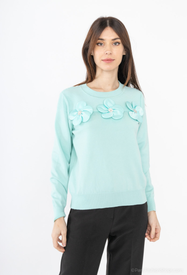 Wholesaler Jolio & Co - Sweater decorated with flowers