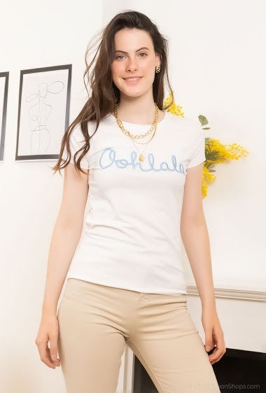 Wholesaler Jolio & Co - T-shirt with embroidery "ohlala"