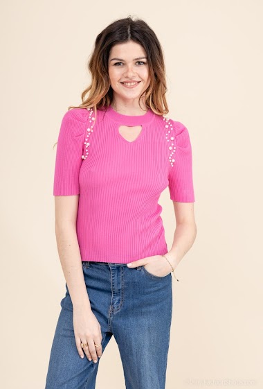 Wholesaler Jolio & Co - Knitted top with pearls