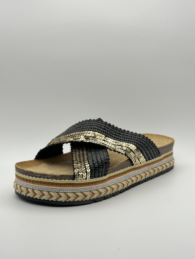Wholesaler Jomix - Gold striped braided crossover sandals