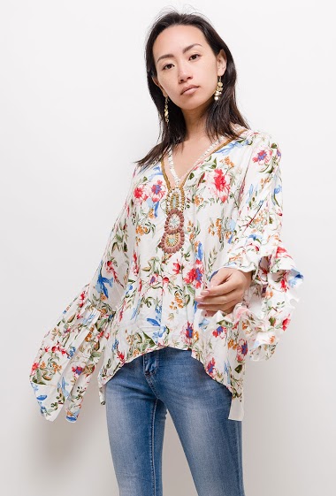 Wholesaler Jöwell - Loose tropical blouse