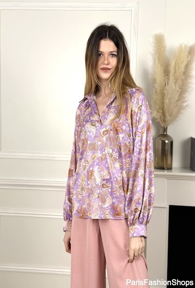 Wholesaler Jöwell - Paisley printed blouse with balloon sleeves
