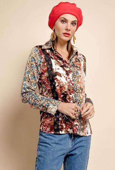 Wholesaler Jöwell - Floral patchworkprint shirt