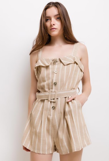 Wholesaler Jöwell - Stripped playsuit in cotton