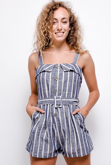 Wholesaler Jöwell - Stripped playsuit in cotton