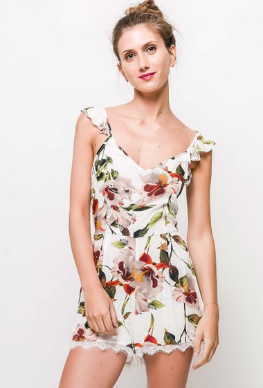 Wholesaler Jöwell - Floral playsuit with open back