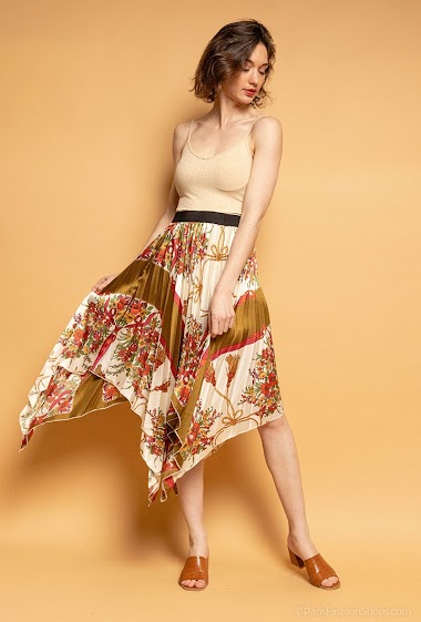 Wholesaler Jöwell - Flower printed pleated skirt