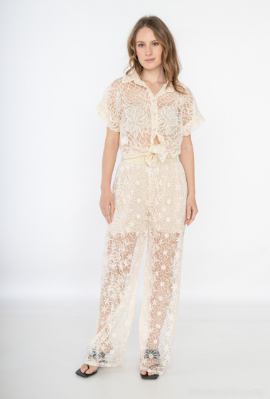 Wholesaler Jöwell - Lace pants with embroidered flowers