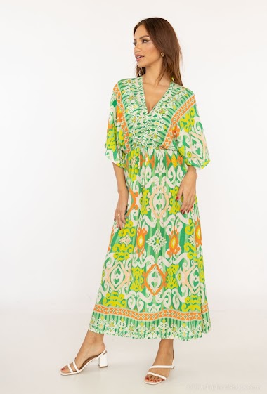 Wholesaler Jöwell - Printed maxi dress with open back