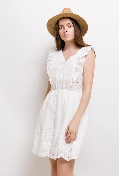 Wholesaler Jöwell - Embroidered and perforated dress