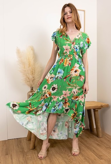 Wholesaler Jöwell - Flower printed wrap dress