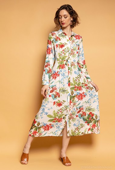 Wholesaler Jöwell - Flower printed shirt dress