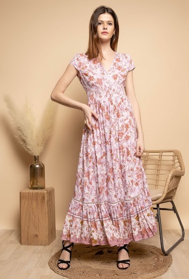 Wholesaler Jöwell - Bohemian maxi dress with elastic waist