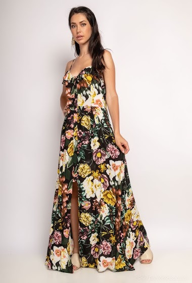 Wholesaler Jöwell - Printed long dress with buttons