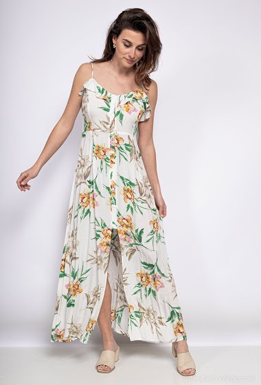Wholesaler Jöwell - Tropical long dress with buttons