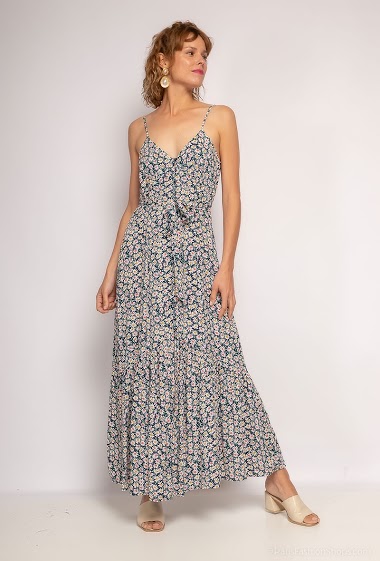 Wholesaler Jöwell - Flowers printed strappy maxi dress
