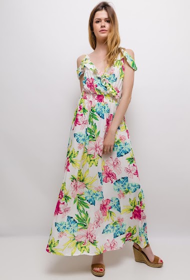 Wholesaler Jöwell - Cold shoulders maxi floral dress