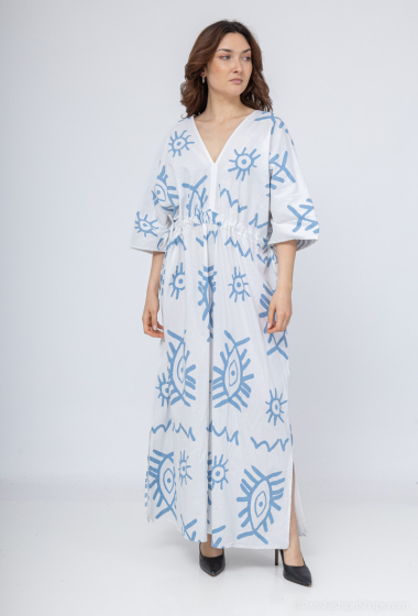 Wholesaler Jöwell - Long printed linen blend dress