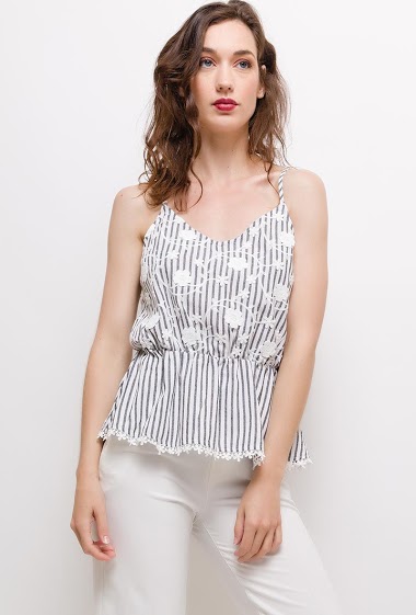 Wholesaler Jöwell - Stripped top with embroideries