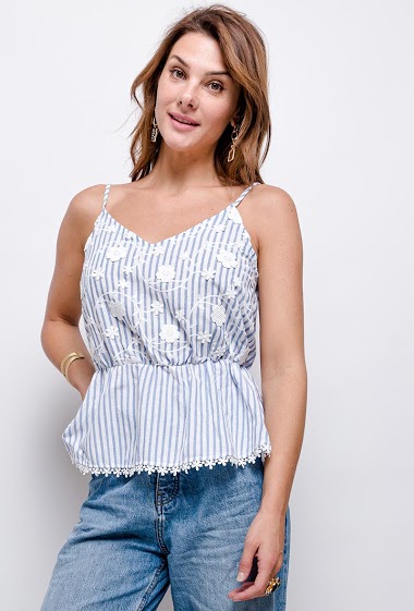 Wholesaler Jöwell - Stripped top with embroideries