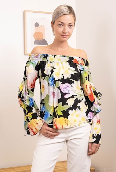 Großhändler Jöwell - Off shoulder blouse with flowers