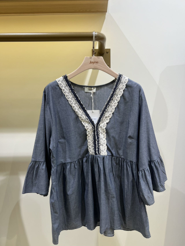 Wholesaler JOYNA - embroidered blouse 3/4 sleeve
