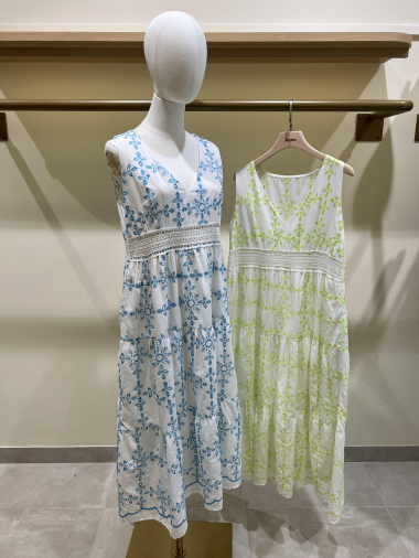 Wholesaler JOYNA - ALIGNED FLOWER COTTON DRESS