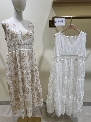 Wholesaler JOYNA - ROUND FLOWER COTTON DRESS