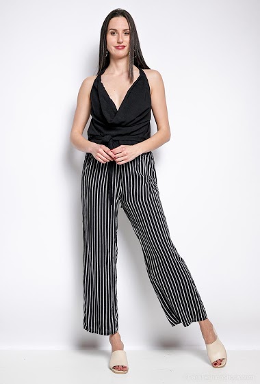 Wholesaler S.Z FASHION - Striped jumpsuit with open back