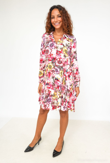 Wholesaler S.Z FASHION - Long sleeve floral print shirt dress