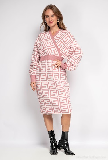 Wholesaler S.Z FASHION - Geometric pattern knit dress