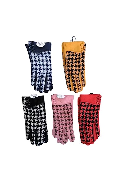 Wholesaler JULIET'S&CO - Women's winter gloves with houndstooth pattern