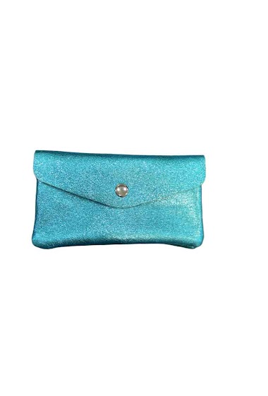 Large shiny colorful iridescent leather purse
