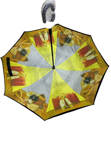 Großhändler JULIET'S&CO - Umgedrehter Regenschirm mit Hundemotiven