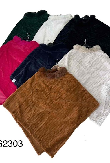 Wholesaler JULIET'S&CO - Vegan women's faux fur poncho