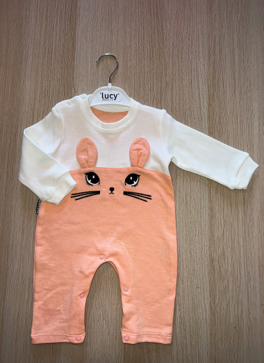 Wholesaler June Boutique Baby - Pink bunny jumpsuit