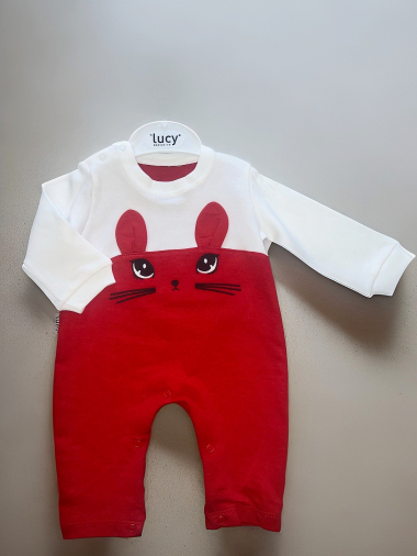 Wholesaler June Boutique Baby - Pink bunny jumpsuit