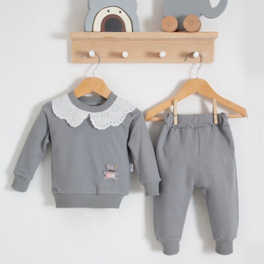 Wholesaler June Boutique Baby - Gray Claudine collar set