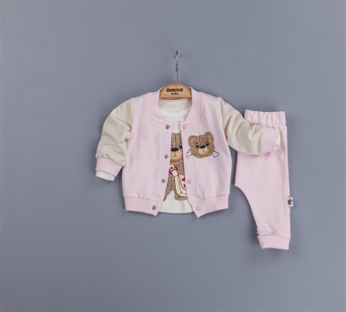 Wholesaler June Boutique Baby - Pink teddy bear jogging set