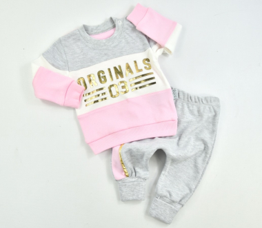 Wholesaler June Boutique Baby - Pink and gray jogging set