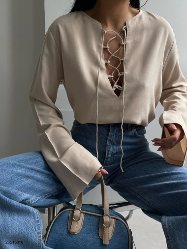 Wholesaler JUNE BOUTIQUE - Beige linen blouse