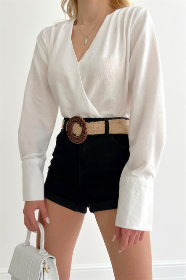 Wholesaler JUNE BOUTIQUE - White wrap blouse