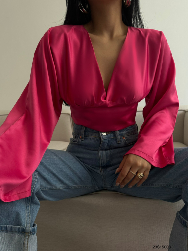 Wholesaler JUNE BOUTIQUE - Fuchsia pink cropped top