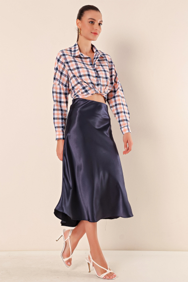 Wholesaler JUNE BOUTIQUE - Navy blue satin skirt