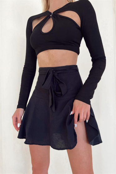 Wholesaler JUNE BOUTIQUE - Black tie short skirt