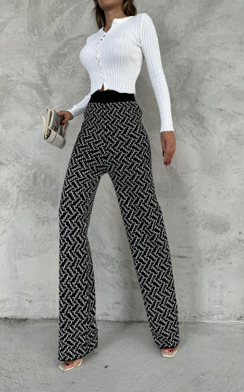 Grossiste JUNE BOUTIQUE - Pantalon motifs noir / blanc